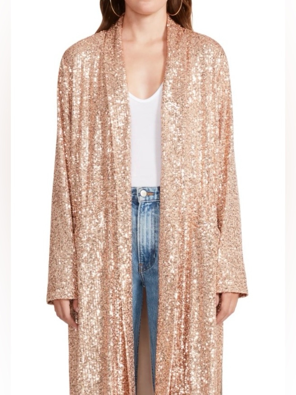 BB Dakota for Steve Madden show stopper Rose Gold Sequin Duster